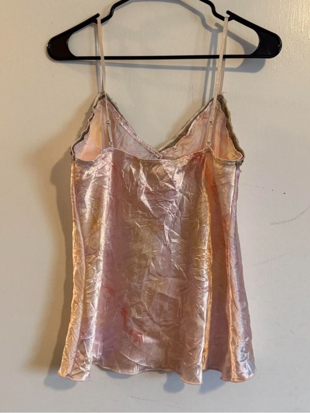 Vintage Y2K VOXX NY pink tie dye beaded neckline satin tank top cami
size large - Picture 5 of 5